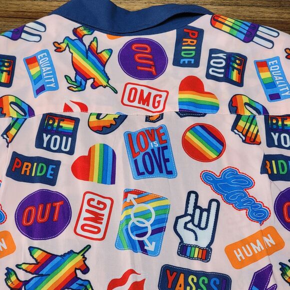 Trinity Collective SS Pink Full Button Up LGBTQ+ Unisex Shirt - Size XXL - Picture 4 of 6